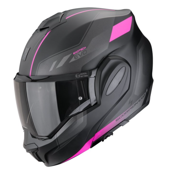 Модуларна каска SCORPION Exo-Tech Evo SOCIUS MATT BLACK/PINK