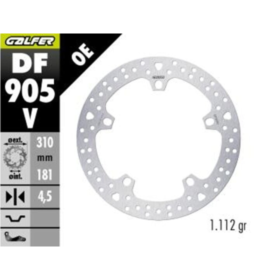 Спирачен диск фиксиран кръгъл GALFER DF905V