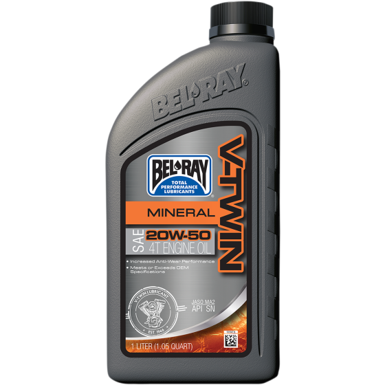 Масло BEL-RAY V-Twin Mineral 4T 20W-50 - 1 Литър