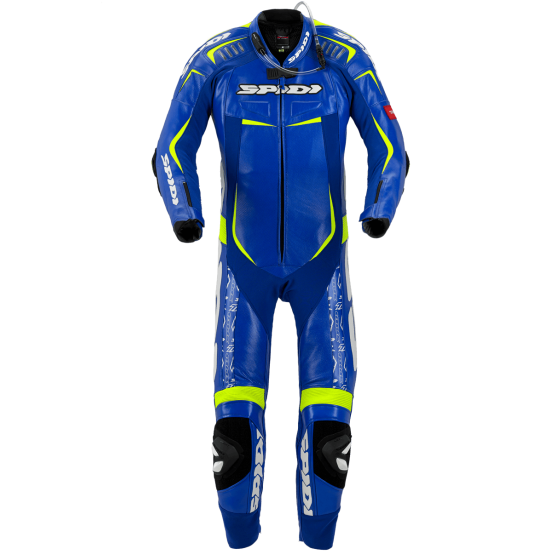 Кожен мото екип с гърбица SPIDI TRACK REPLICA EVO BLUE/YELLOW