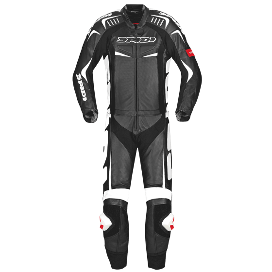 Кожен мото екип с гърбица от две части SPIDI TRACK TOURING BLACK/WHITE