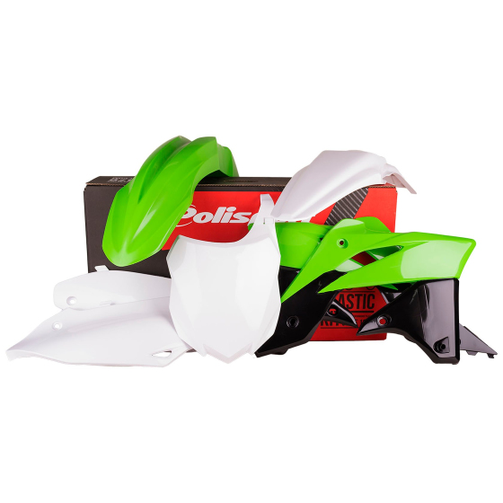 Пластмасов MX кит Polisport за Kawasaki KX250-2013-16 White/Green OEM Color 14-15