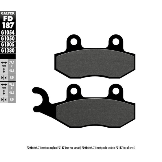 Предни/Задни мото накладки Galfer SEMI METAL FD187G1054