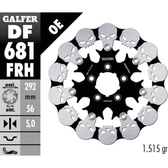 Плаващ заден спирачен диск Galfer WAVE SKULL DESIGN FLOATING 292x5mm DF681FRH