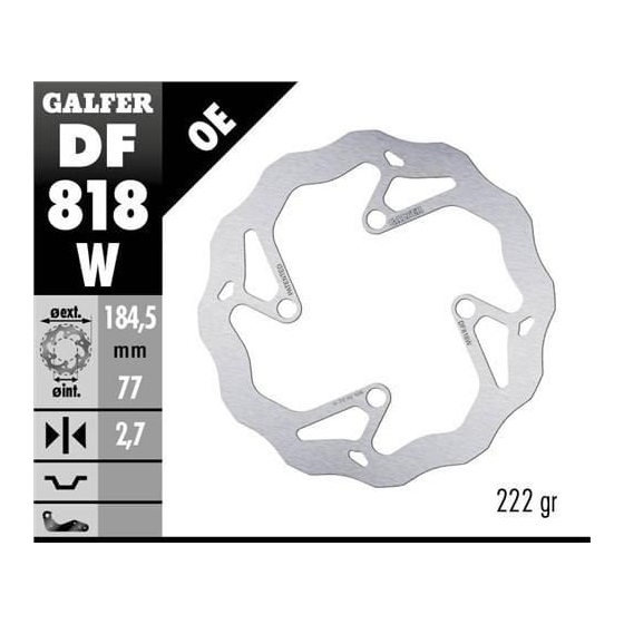 Преден спирачен диск Galfer WAVE FIXED 185x2,7mm DF818W