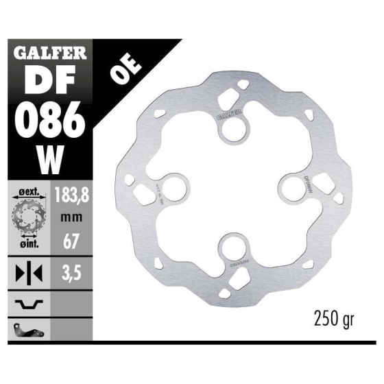Преден спирачен диск Galfer WAVE FIXED 183.8x3mm DF086W