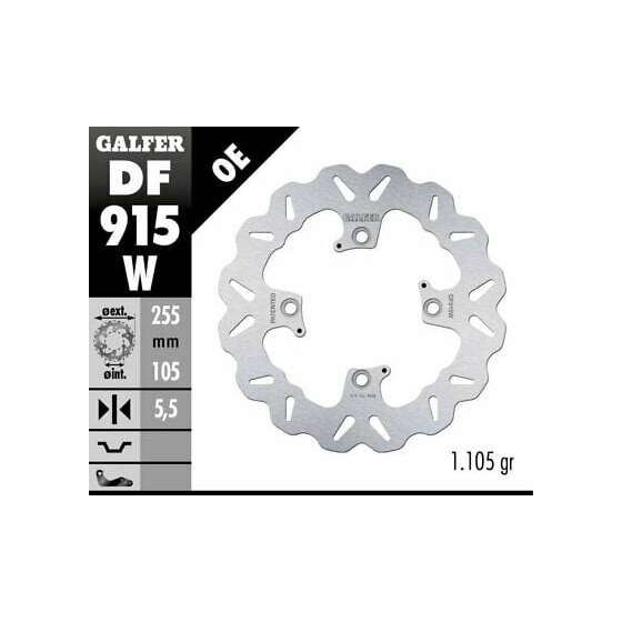 Заден спирачен диск Galfer WAVE FIXED 255x5,5mm DF915W
