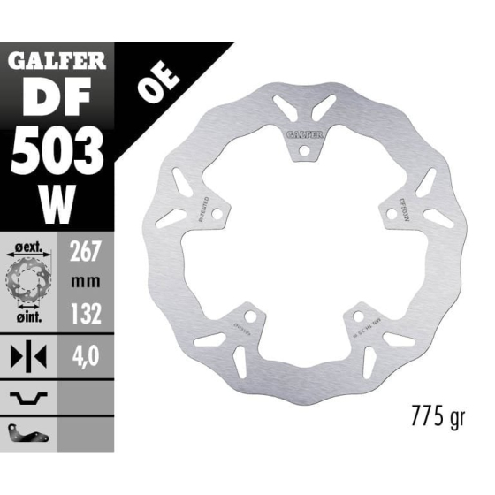 Преден спирачен диск Galfer WAVE FIXED 267x4mm DF503W