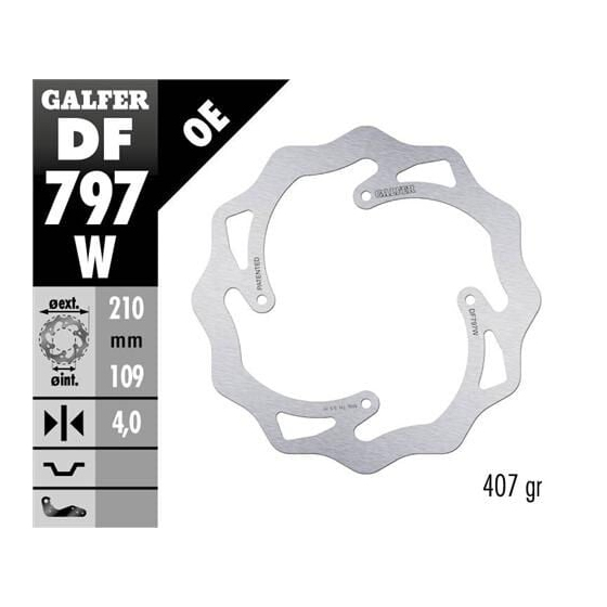 Заден спирачен диск Galfer WAVE FIXED 210x4mm DF797W