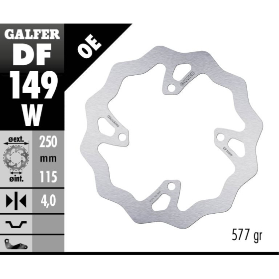 Заден спирачен диск Galfer WAVE FIXED 250x4mm DF149W