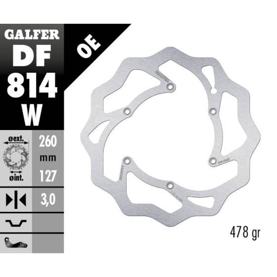 Преден спирачен диск Galfer WAVE FIXED 260x3mm DF814W