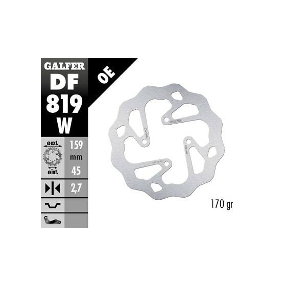 Заден спирачен диск Galfer WAVE FIXED 159,5x2,7mm DF819W