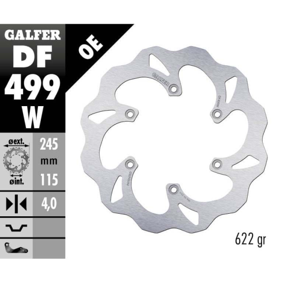 Заден спирачен диск Galfer WAVE FIXED 245X4MM DF499W