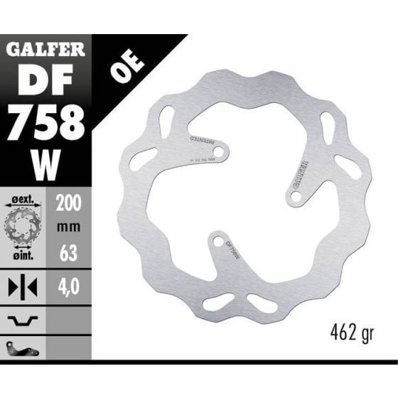 Заден спирачен диск Galfer WAVE FIXED 200x4mm DF758W