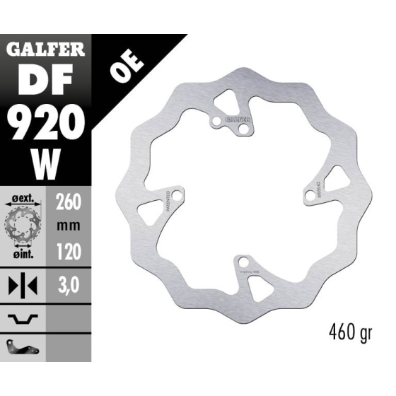 Преден спирачен диск Galfer WAVE FIXED 260x3mm DF920W
