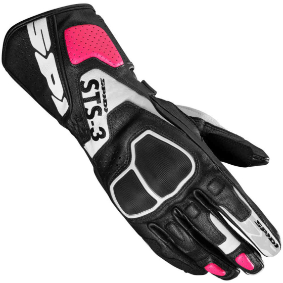Дамски кожени мото ръкавици SPIDI STS-3 BLACK/FUCHSIA
