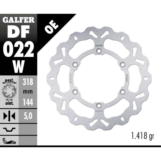 Преден спирачен диск Galfer WAVE FIXED DISC WAVE FIXED 318x5mm DF022W