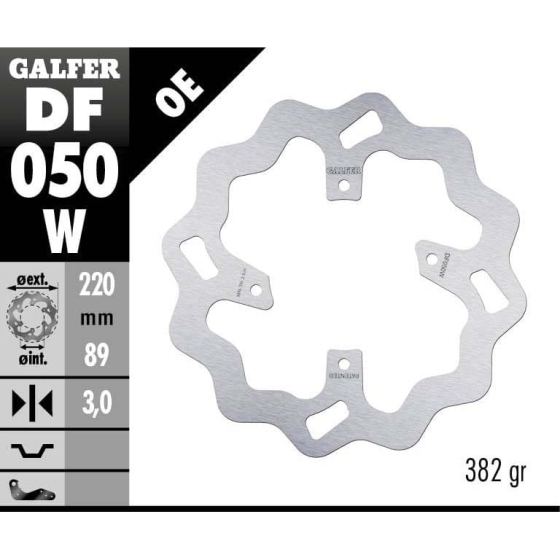Преден спирачен диск Galfer WAVE FIXED DISC WAVE FIXED 220x3mm DF050W