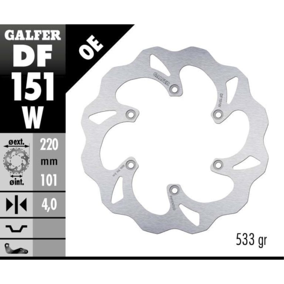 Заден спирачен диск Galfer WAVE FIXED DISC WAVE FIXED 220x4,5mm DF151W