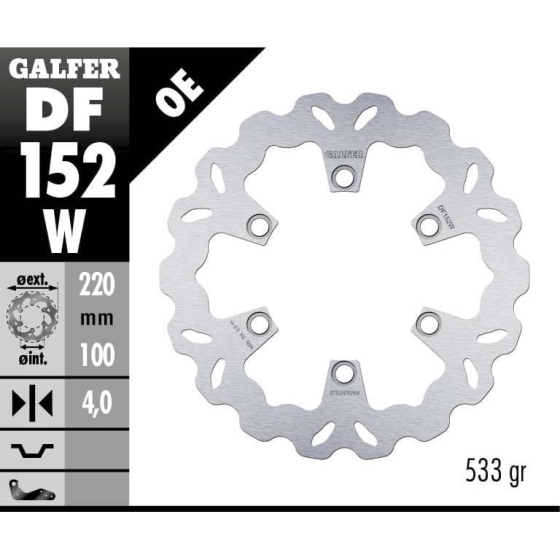 Заден спирачен диск Galfer WAVE FIXED DISC WAVE FIXED 220x4mm DF152W