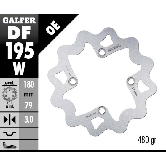 Преден/Заден спирачен диск Galfer WAVE FIXED DISC WAVE FIXED 180x3mm DF195W