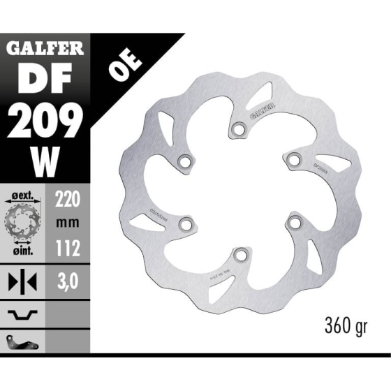 Преден спирачен диск Galfer WAVE FIXED DISC WAVE FIXED 220x3mm DF209W