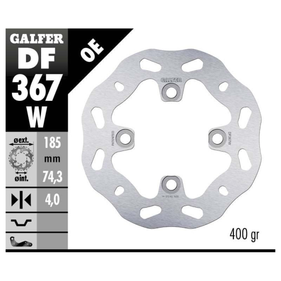 Заден спирачен диск Galfer WAVE FIXED DISC WAVE FIXED 185x4mm DF367W