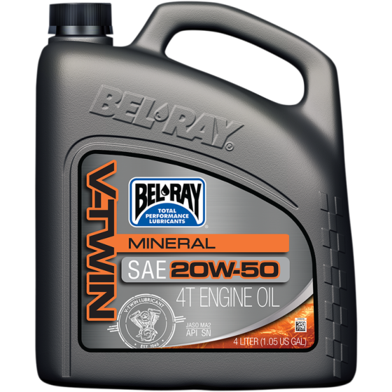 Масло BEL-RAY V-Twin Mineral 4T 20W-50 - 4 Литър