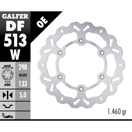Заден спирачен диск Galfer WAVE FIXED DISC WAVE FIXED 298x5mm DF513W