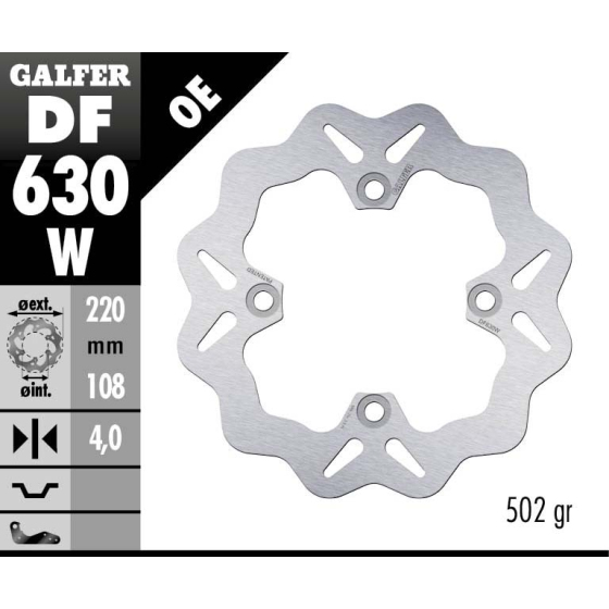 Заден спирачен диск Galfer WAVE FIXED DISC WAVE FIXED 220x4mm DF630W