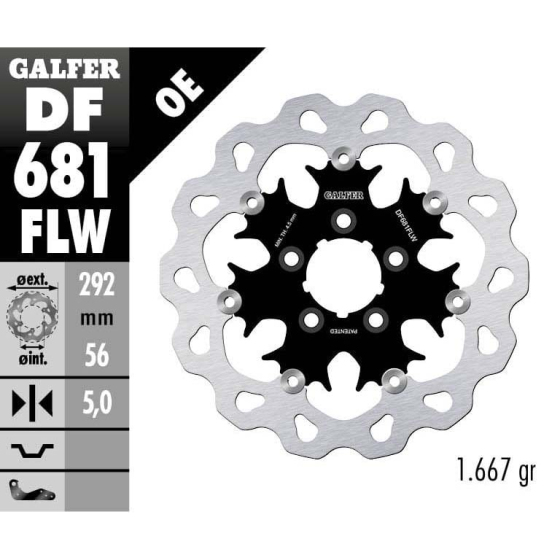 Плаващ заден спирачен диск Galfer WAVE FLOATING (C. STEEL) 292x5mm DF681FLW