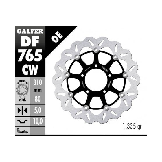 Плаващ преден спирачен диск Galfer WAVE FLOATING COMPLETE (C. ALU.) 310x5mm DF765CW