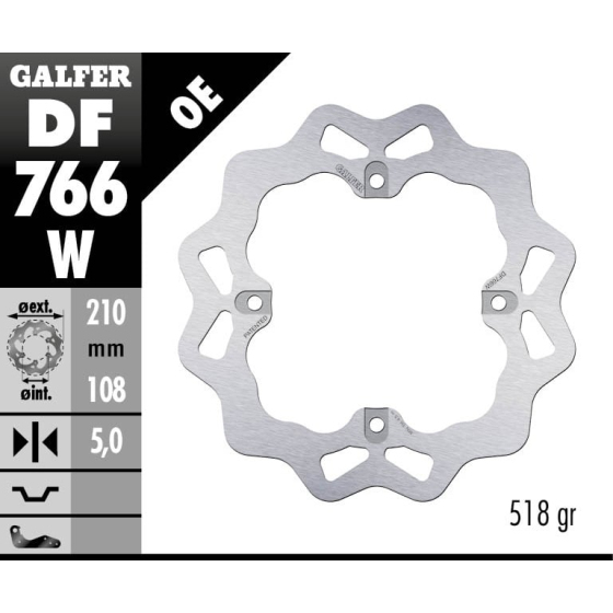 Заден спирачен диск Galfer WAVE FIXED DISC WAVE FIXED 210x5mm DF766W