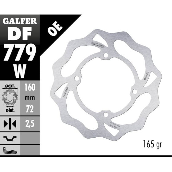 Преден/Заден спирачен диск Galfer WAVE FIXED DISC WAVE FIXED 160x2,5mm DF779W