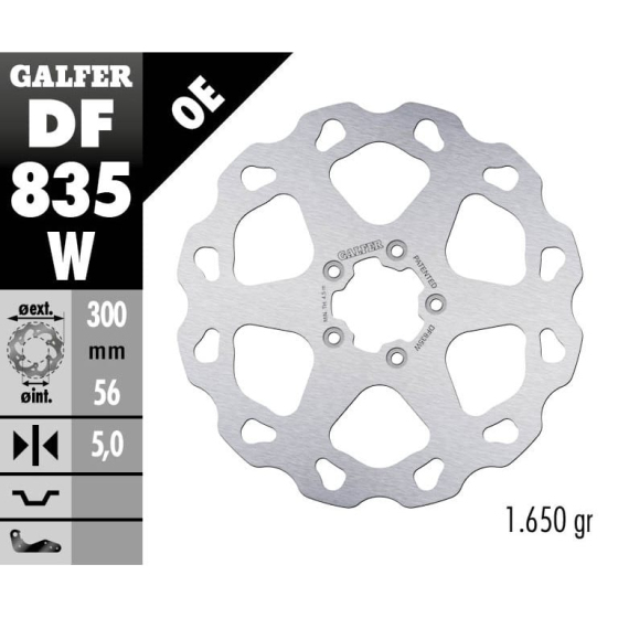Преден спирачен диск Galfer BRAKE TRACK WAVE 300x5mm DF835W