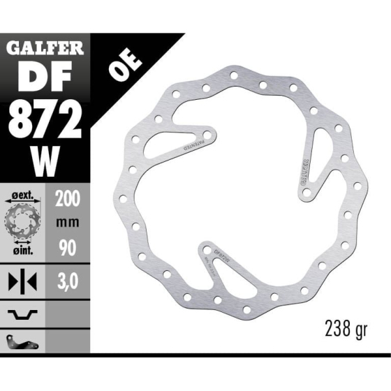 Преден спирачен диск Galfer BRAKE TRACK WAVE 200x3mm DF872W