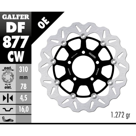 Плаващ преден спирачен диск Galfer WAVE FLOATING COMPLETE (C. ALU.) 310x4,5mm DF877CW