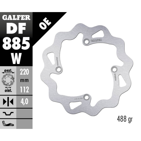 Заден спирачен диск Galfer WAVE FIXED DISC WAVE FIXED 220x4mm DF885W