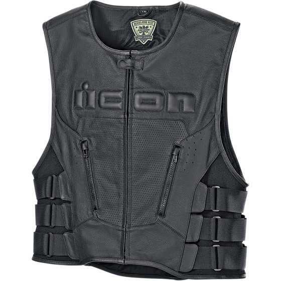 Кожен мото елек ICON VEST RED D3O