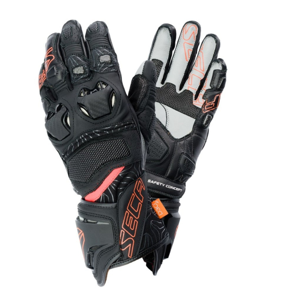 Кожени мото ръкавици SECA UKEMI PRO FLUO RED