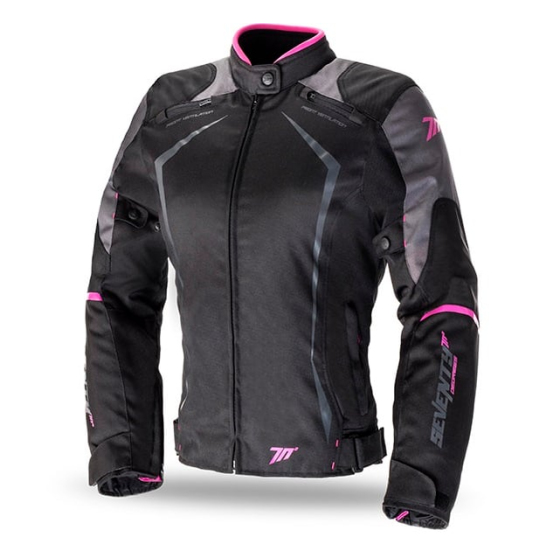 Дамско текстилно мото яке SEVENTY BLACK/PINK