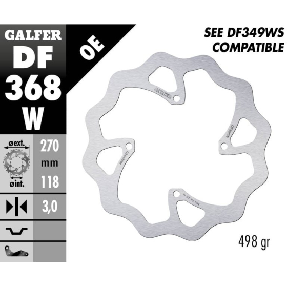 Преден спирачен диск Galfer DISC WAVE FIXED 270x3mm DF368W