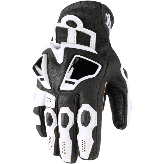 Кожени мото ръкавици ICON HYPERSPORT SHORT - WHITE