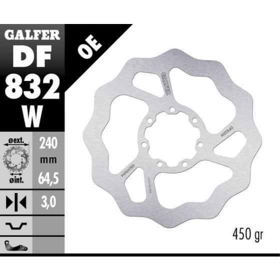 Преден спирачен диск Galfer DISC WAVE FIXED 240x3mm DF832W