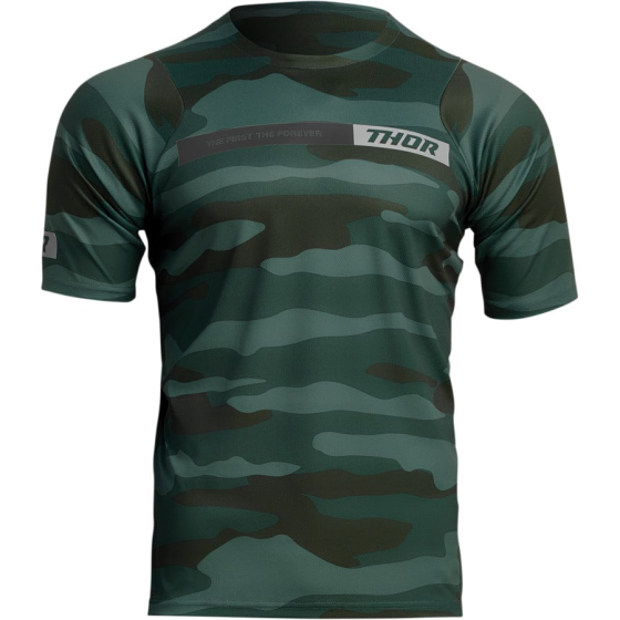 Вело джърси THOR ASSIST CAMO SHORT SLEEVE GREEN