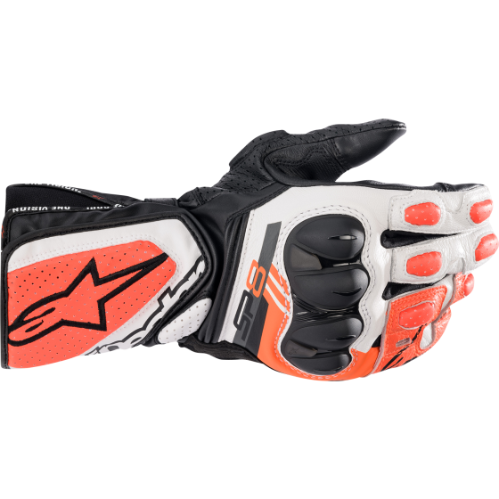 КОЖЕНИ РЪКАВИЦИ ALPINESTARS SP-8 V3 BLACK/WHITE/RED FLUO