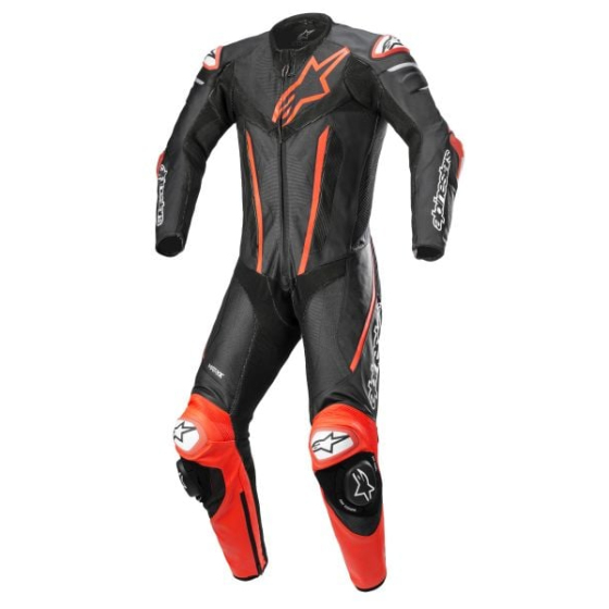 Кожен екип ALPINESTARS FUSION LEATHER BLACK/FLUO RED