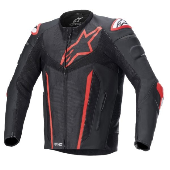 Кожено яке ALPINESTARS FUSION BLACK/FLUO RED