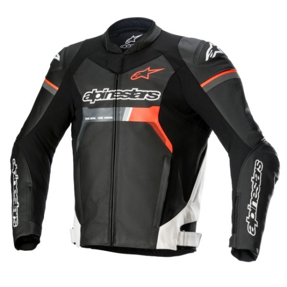 Кожено мото яке ALPINESTARS GP FORCE BLACK/FLUO RED/WHITE