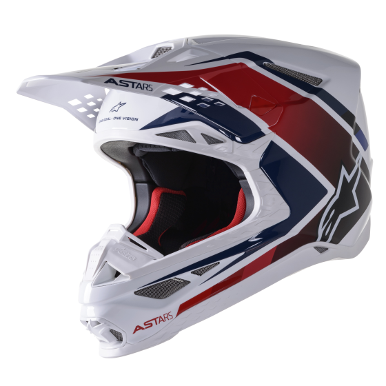 Мотокрос каска ALPINESTARS SM10 Carb WHITE/RED/BLUE